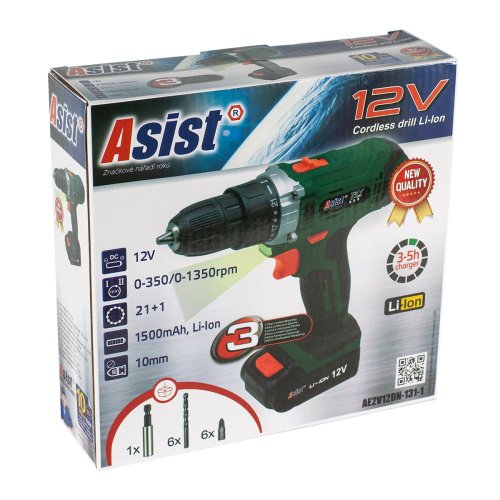 Aku vrtačka 12V / 1,3Ah ASIST AE2V12DN-131-1
