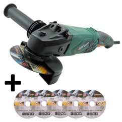 Úhlová bruska 1200W, 125mm s regulací otáček + ZDARMA sada 5ks řezných kotoučů