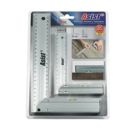 Sada ALU úhelníků s vodováhou ASIST 47-1220