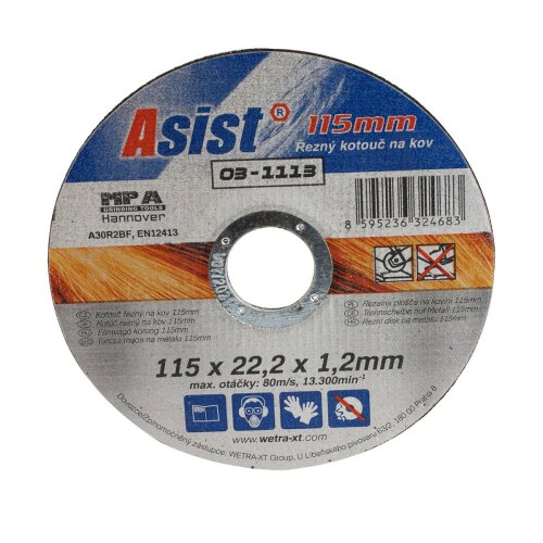 Kotouč řezný na kov 115x22,23x1,2mm ASIST 03-1115