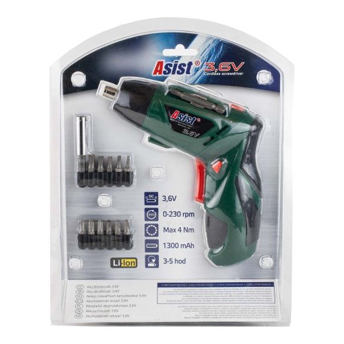 Aku šroubovák 3,6V Li-ion, 14dílůASIST AE2S03DN