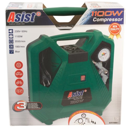 Kufříkový kompresor 1100W ASIST AE7C110DN-2