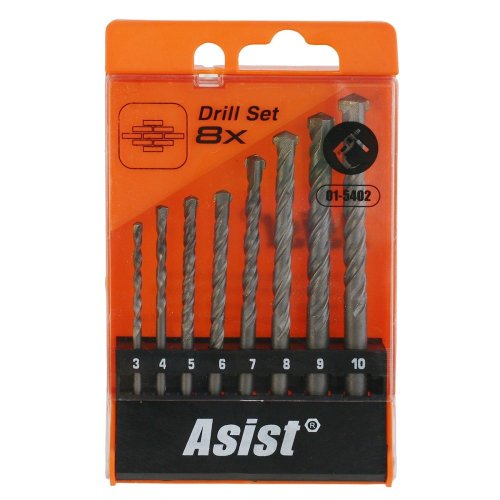 Sada vrtáků do betonu a zdiva, 8ks ASIST 01-5402
