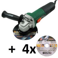 Úhlová bruska 750W, 125mm ASIST AE3U75DN-1 + Sada řezných kotoučů 4ks