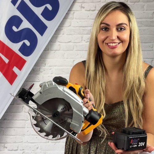 Aku ruční okružní pila 20V s laserem ASIST AE5KR20A, řada AKU GANG!